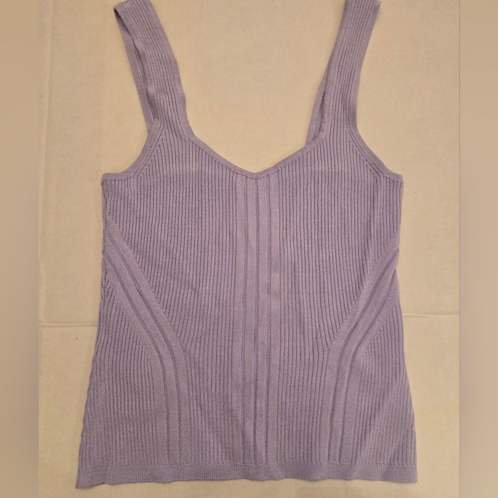 White House Black Markey Lavender Ribbed Tank Top Size Small - Picture 2 of 11